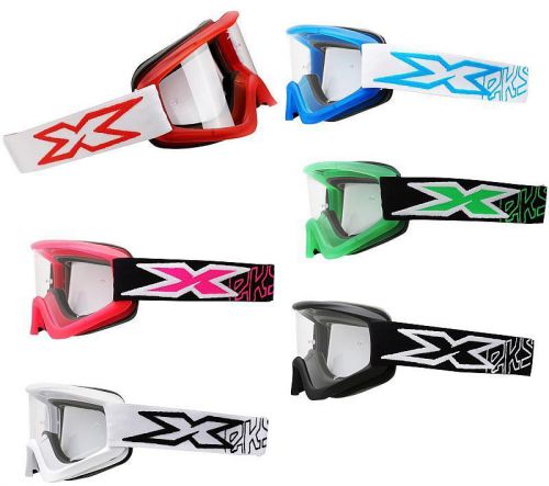 Eks x flat-out off road goggles anti fog clear lens 100% uva protection