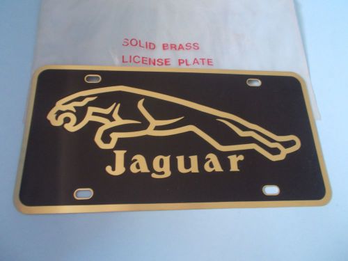 Jaguar x - xj - xk - front solid brass license plate  (beautiful black &amp; brass)