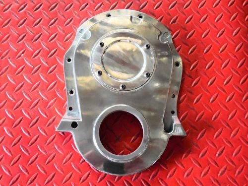 Big block chevy 2 piece polished aluminum timing chain cover w/ removable plate