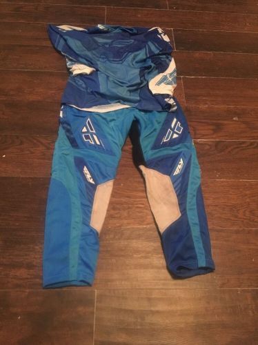 Fly racing motocross gear men&#039;s xl pants 36 teal blue set