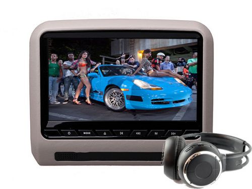 Car grey  9 inch headrest lcd monitor dvd media player fm headphone sd usb hdmi