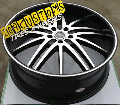22" v910 black wheels rims tires 5x127 tahoe yukon silverado fleetwood caprice