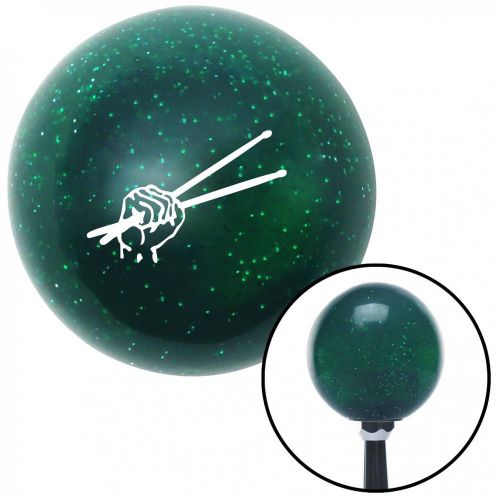 White drumsticks clenched green metal flake shift knob with 16mm x 1.5