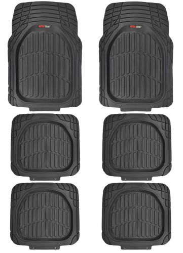 6pc black deep dish all weather heavy duty rubber suv van car floor mats 3 row