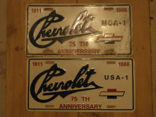 Vintage chevrolet 75th anniversary license plates
