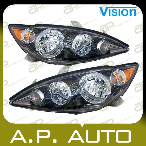 Pair head light lamp assembly 05-06 toyota camry se usa built black housing l+r