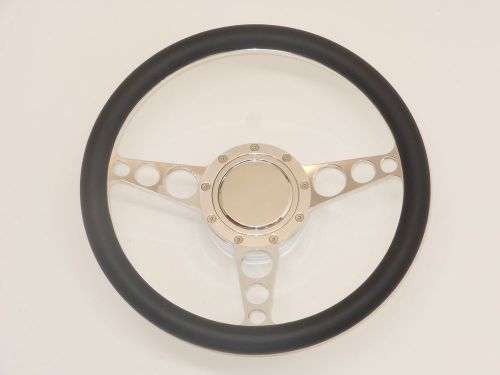 Billet aluminum steering wheel gm chevy column 1969 up made in u.s.a. ems.