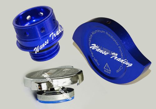 Oil cap + radiator cap + protection cover blue for mitsubishi ralliart evo x 10