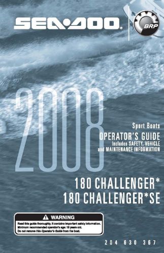 Sea-doo owners manual book 2008 180 challenger &amp; 180 challenger se