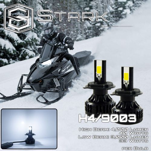Snowmobile led 80w 8000lm 6000k headlight kit hi lo dual bulbs - h4 9003 pair