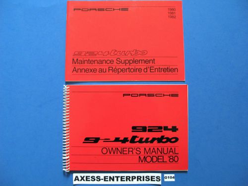 80 - 1980 porsche 924 turbo owners users manual + maintenance service book g104
