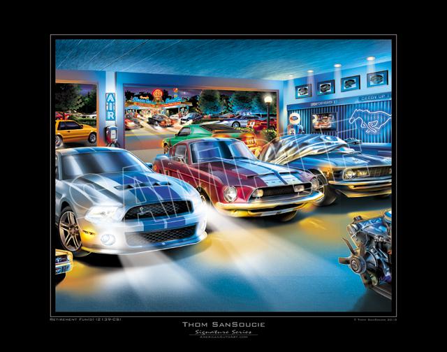 Ford mustang  color giclee car art print 2139-cs   ** free usa shipping **