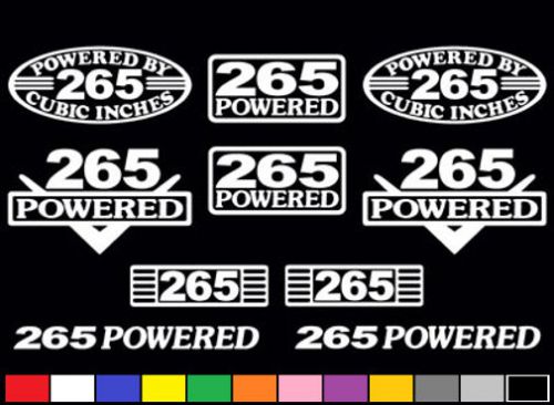 10 decal set 265 ci v8 powered engine stickers emblems sbc vinyl decals
