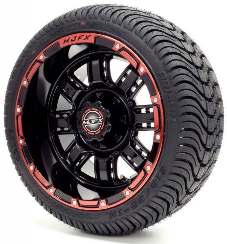 12&#034; madjax transformer black/red wheel and 215/35-12 cruze golf cart tire combo
