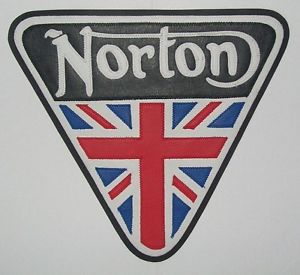 Norton motorcycles patent plate back patch. 10 inch. synthetic leather. new nice