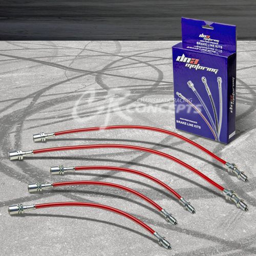 High performance stainless braided drum brake line for 90-93 integra b18 red