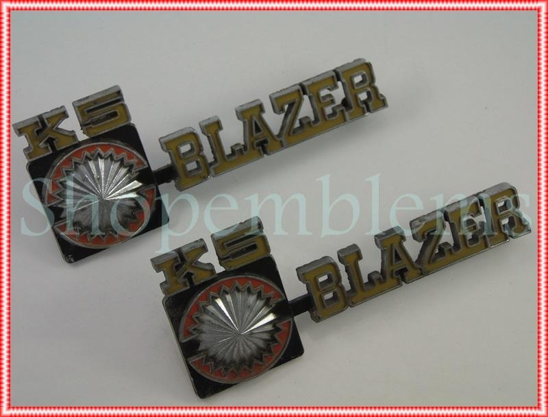 73-87 chevy k5 blazer fender emblems 2pc nameplate metal script c/k oem badges 