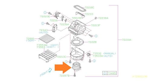 Hvac blower motor oem subaru new 72223ag01a