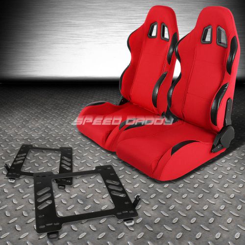 Pair type-4 reclining red pvc racing seat+bracket for 98-05 miata mx5/mx-5 nb