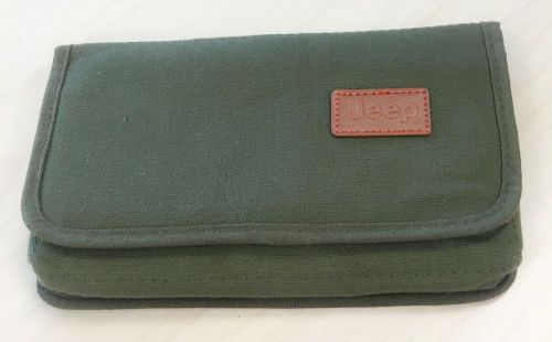 Authentic jeep owner manual bag case green canvas  excellent condition