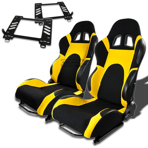 Type-6 racing seat black yellow woven+silder+for 89-97 miata mx-5 na bracket x2