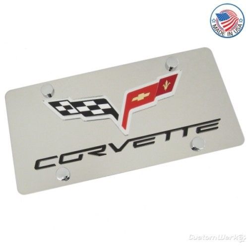 Corvette c6 logo on stainless steel license plate