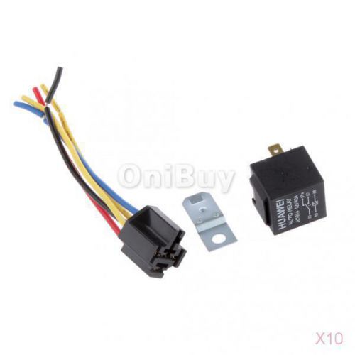 10x black car truck auto heavy 12v 40a spst relay relays kit 5pin for fuel pump