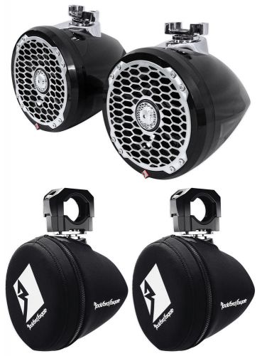 (2) rockford fosgate pm2652w-mb 6.5&#034; 340w marine mini wakeboard speakers+covers