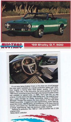 1969 shelby gt 500 convertible     collector card  2 1/2&#034;x3 1/2&#034;