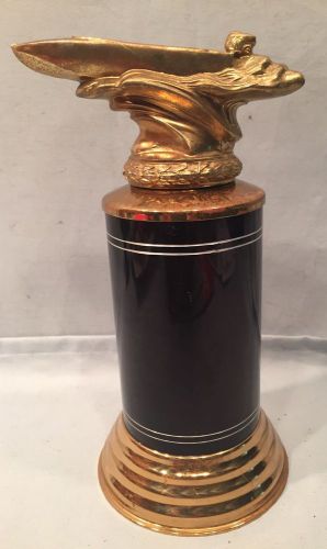Art deco black silver rings speedboat racing trophy outboard 7 1/4&#034; tall no date