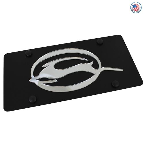 Chevy impala logo on carbon black stainless steel license plate