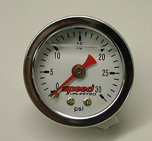 Speed 101l fuel pressure gauge 1.5&#034; 0-30 psi. liquid filled 1/8&#034; npt