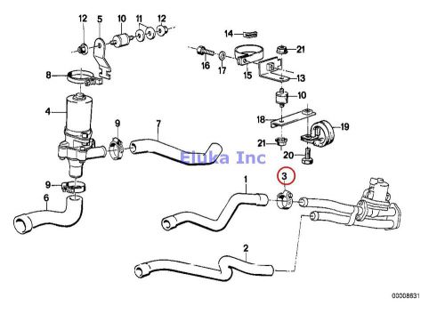 Bmw genuine air duct cylinder head engine fuel injection hose clamp l32-38 114 e