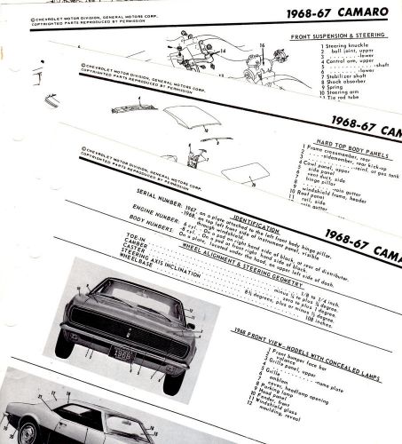 1967 1968 chevrolet camaro motor&#039;s original body frame crash illustrations m 4