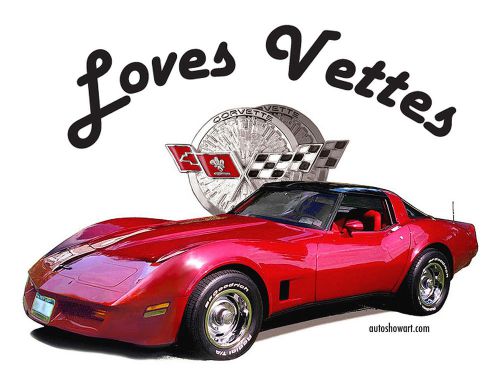 AUTO ART T-SHIRT "Loves Vettes", US $21.50, image 1