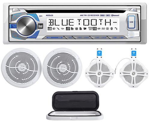 Dual mxd420bt marine/boat cd/mp3 player receiver+(2) 8&#034;+(2) wakeboard speakers