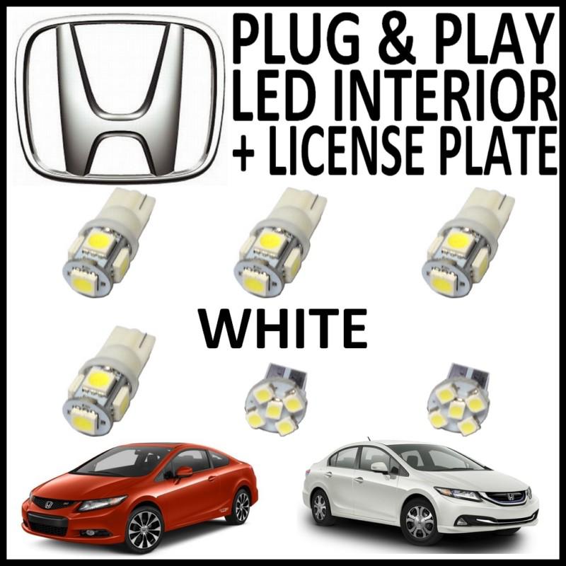 6x green led lights interior package kit for 2013 & up honda civic hc2g