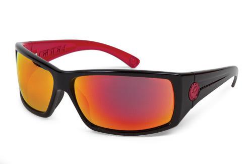 Dragon cinch sunglasses, jet red frame/red ionized lens