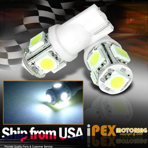 Free ship 2x t10 12v super bright white 5-smd led wedge light bulbs 168/194 5050