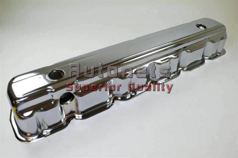 Chrome steel chevy valve cover 194-230-250 6 cylinder straight with side plate