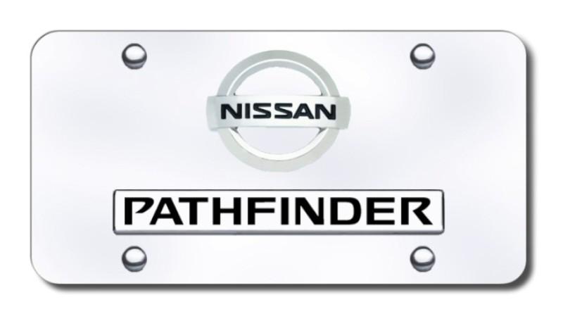 Nissan dual pathfinder '02 logo chr/chr license plate made in usa genuine