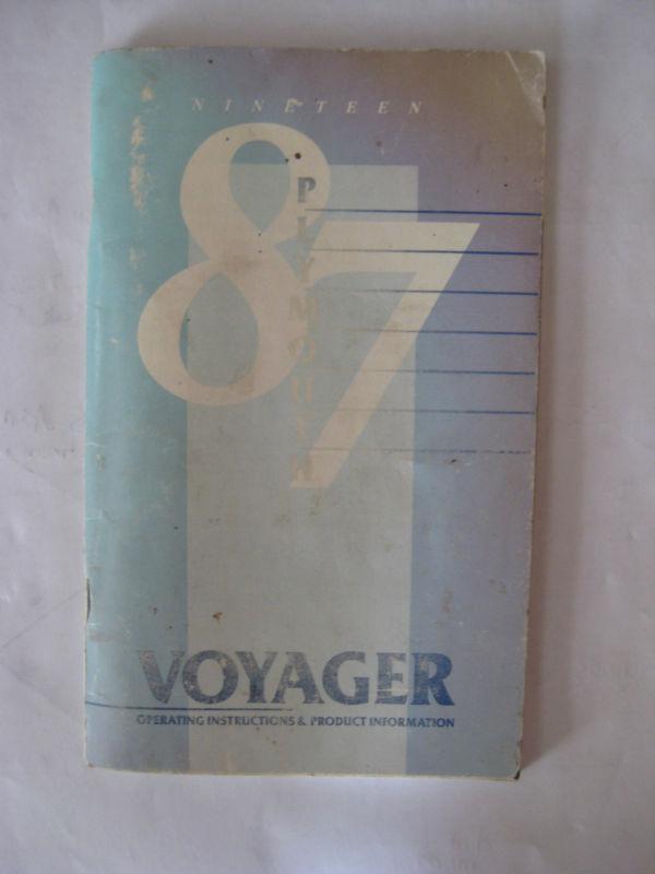 1987 plymouth voyager van owners manual
