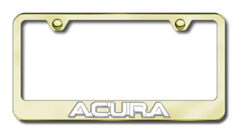 Acura 3d chrome on gold license plate frame -metal made in usa genuine