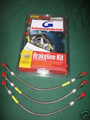 Austin healey 3000, 100/6, 100 braided  s/s  brake hose set goodridge