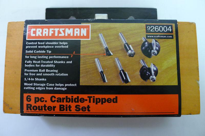 6 pc craftsman carbide tipped router bit set 926004