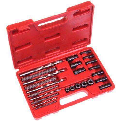 25pc screw extractor set drill guide extract stripped broken bolt fastener kit