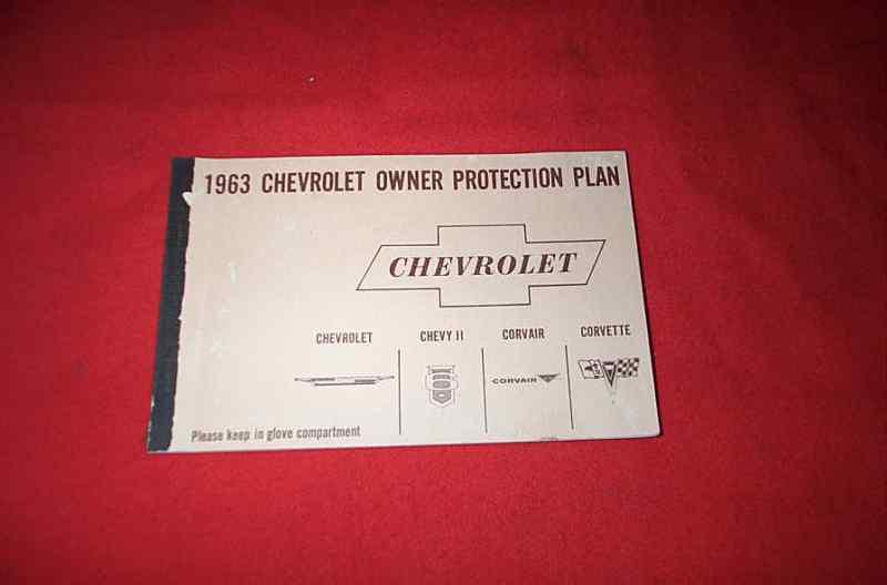 1963 chevrolet & corvette owners protection plan  book  & postal stamp