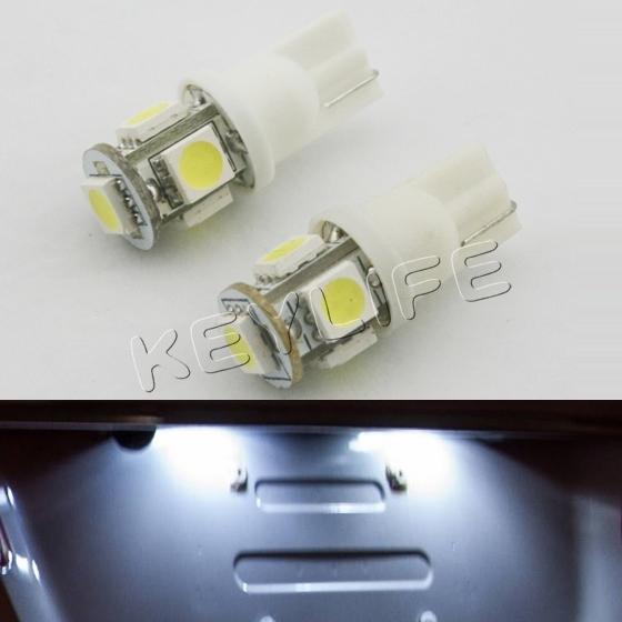2 x white 168 194 t10 2825 5-smd led bulbs for license plate lights