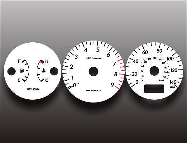 2004-2005 subaru wrx instrument cluster white face gauges