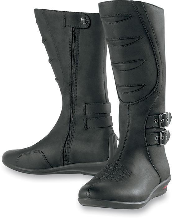 Icon sacred tall leather motorcycle boots black women's 8.5 us